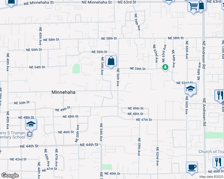 map of restaurants, bars, coffee shops, grocery stores, and more near 5412 Northeast Chateau Drive in Vancouver