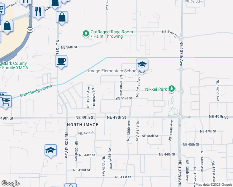 map of restaurants, bars, coffee shops, grocery stores, and more near 5115 Northeast 128th Avenue in Vancouver