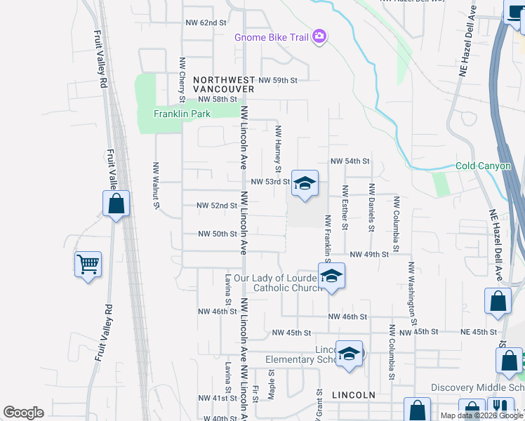map of restaurants, bars, coffee shops, grocery stores, and more near 924 Northwest 51st Street in Vancouver
