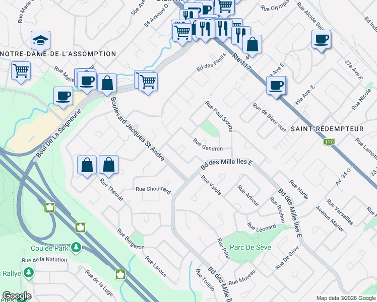 map of restaurants, bars, coffee shops, grocery stores, and more near 958 Rue Béliveau in Sainte-Thérèse