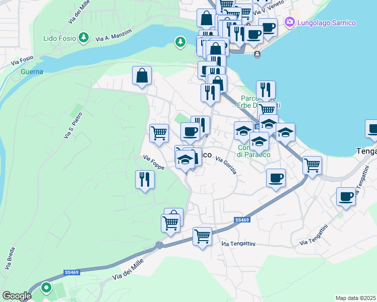map of restaurants, bars, coffee shops, grocery stores, and more near 3 Via Moioli Don Giacomo in Paratico