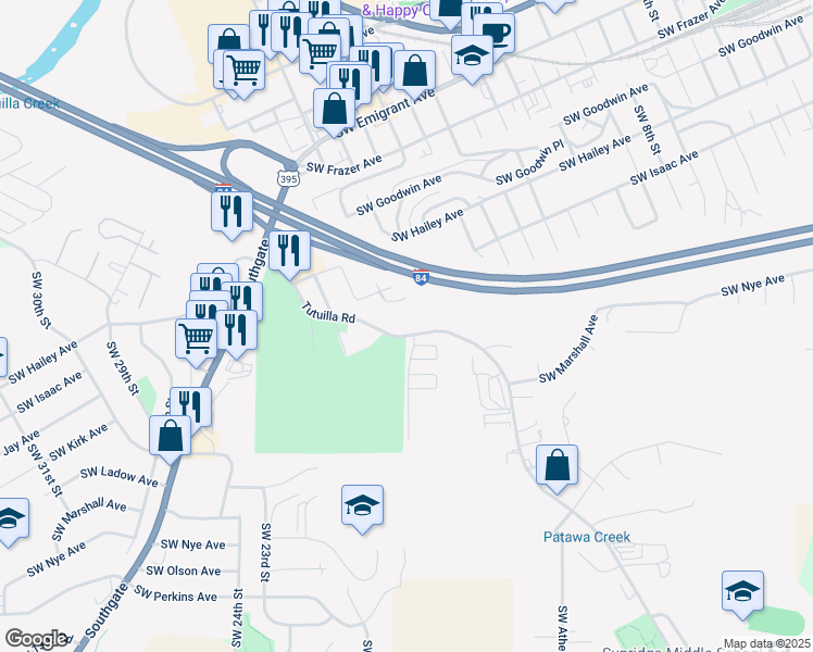 map of restaurants, bars, coffee shops, grocery stores, and more near 1010 Tutuilla Road in Pendleton