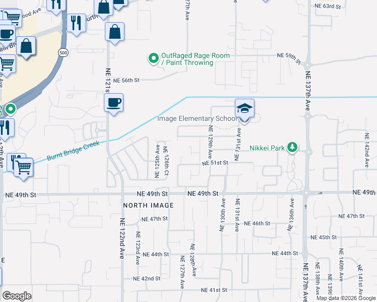 map of restaurants, bars, coffee shops, grocery stores, and more near 12704 Northeast 52nd Circle in Vancouver