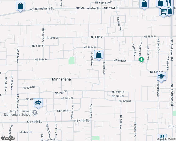 map of restaurants, bars, coffee shops, grocery stores, and more near 5213 Northeast 52nd Circle in Vancouver
