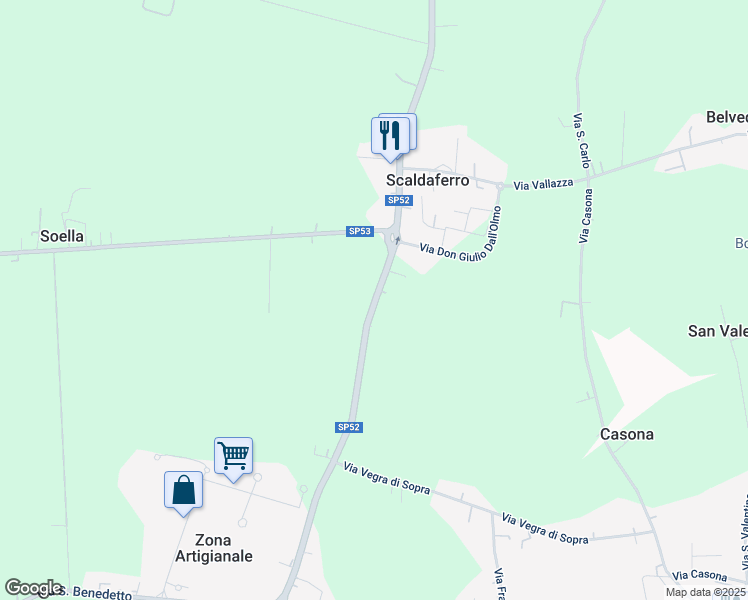 map of restaurants, bars, coffee shops, grocery stores, and more near 24 Via Bassanese in Scaldaferro