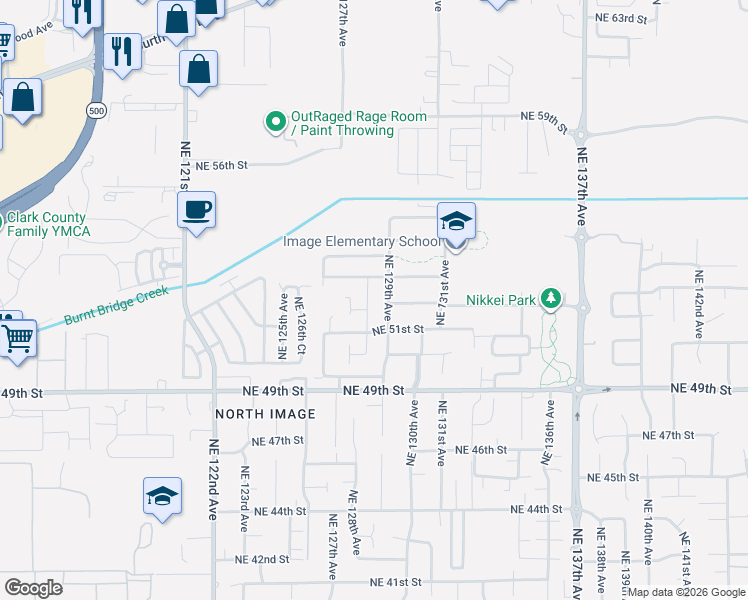map of restaurants, bars, coffee shops, grocery stores, and more near 5207 Northeast 128th Avenue in Vancouver
