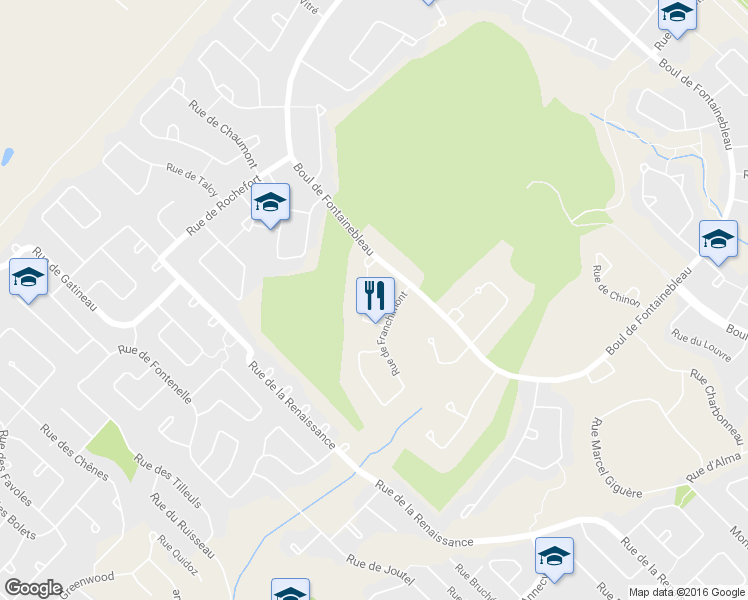 map of restaurants, bars, coffee shops, grocery stores, and more near 12 Rue de Blois in Blainville