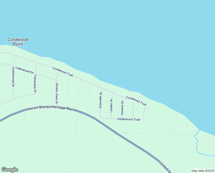 map of restaurants, bars, coffee shops, grocery stores, and more near 8941 Cordwood Trail in Cheboygan