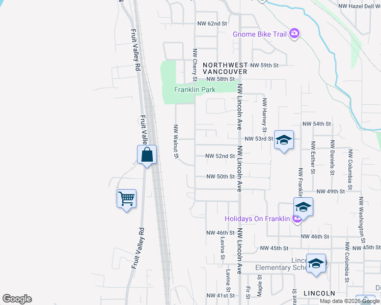 map of restaurants, bars, coffee shops, grocery stores, and more near 5200 Northwest Cherry Street in Vancouver