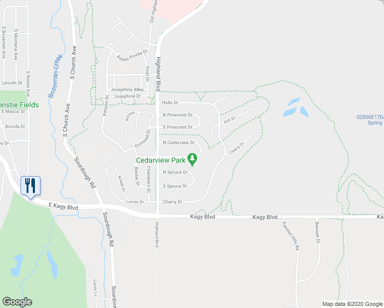 map of restaurants, bars, coffee shops, grocery stores, and more near 1207 South Cedarview Drive in Bozeman