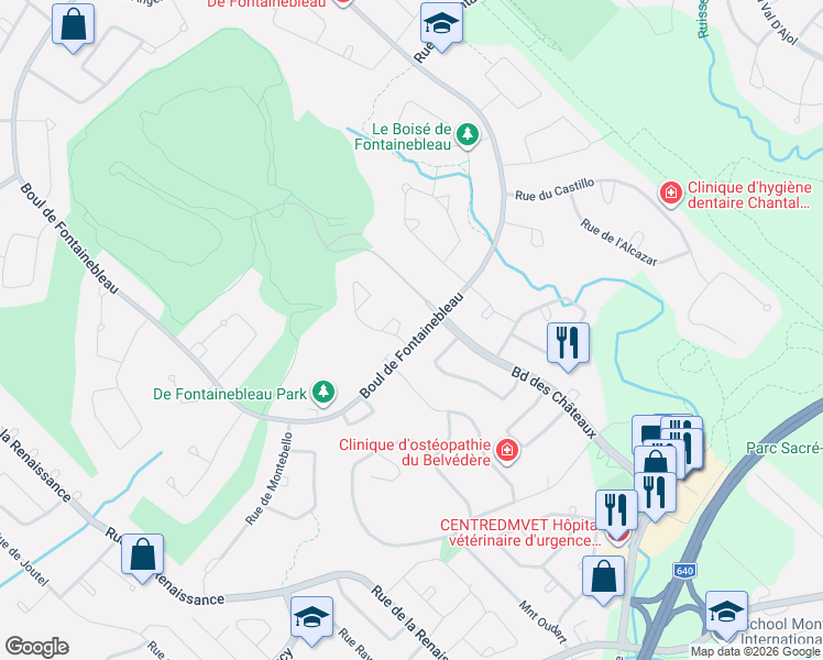 map of restaurants, bars, coffee shops, grocery stores, and more near 2 Rue de Chinon in Blainville