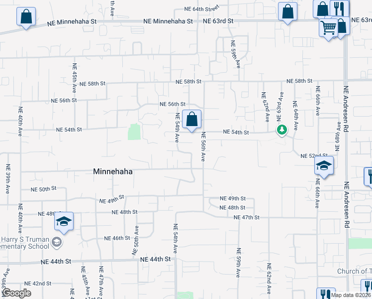map of restaurants, bars, coffee shops, grocery stores, and more near 5416 Northeast 52nd Street in Vancouver