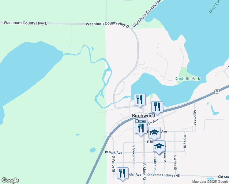 map of restaurants, bars, coffee shops, grocery stores, and more near 502 Wise Road in Birchwood