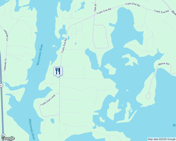 map of restaurants, bars, coffee shops, grocery stores, and more near 4010 Sandy Bluff Road in Rhinelander