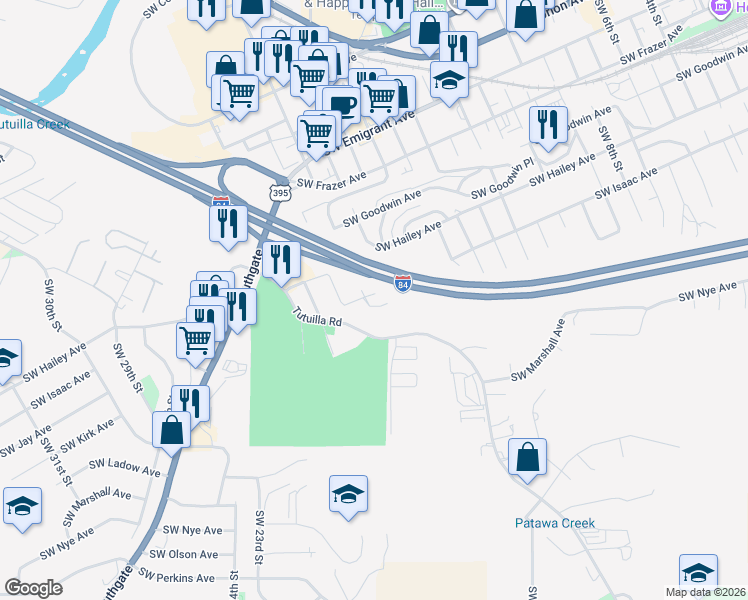 map of restaurants, bars, coffee shops, grocery stores, and more near 1010 Tutuilla Road in Pendleton