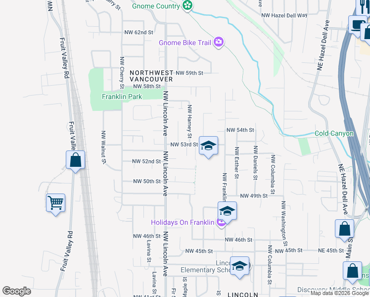 map of restaurants, bars, coffee shops, grocery stores, and more near 907 Northwest 53rd Street in Vancouver