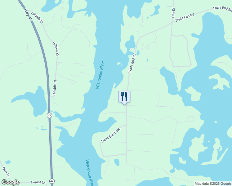 map of restaurants, bars, coffee shops, grocery stores, and more near 4011 Trails End Road in Rhinelander