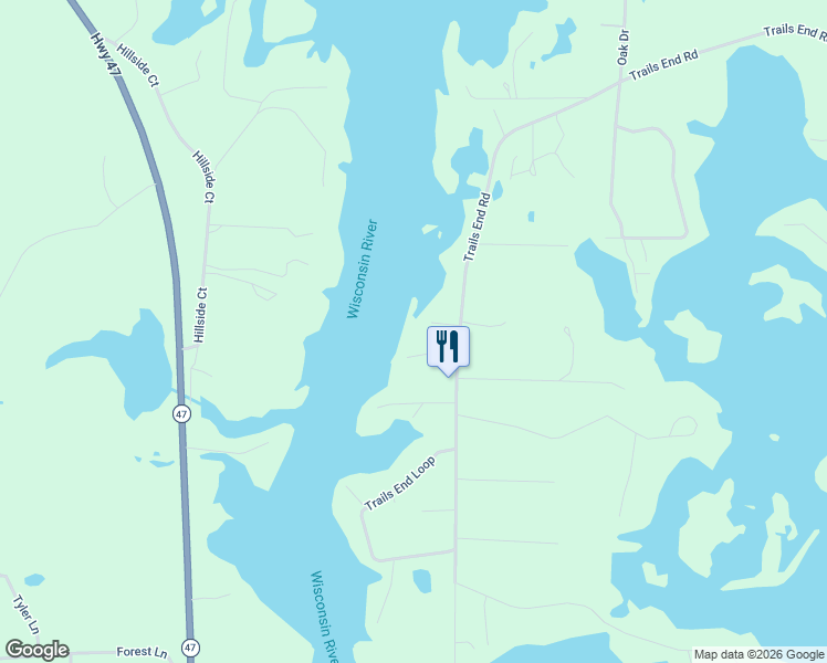 map of restaurants, bars, coffee shops, grocery stores, and more near 4011 Trails End Road in Rhinelander