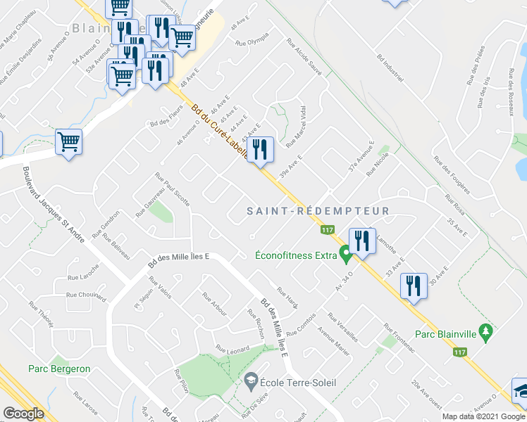 map of restaurants, bars, coffee shops, grocery stores, and more near 4 Rue de Biencourt in Blainville