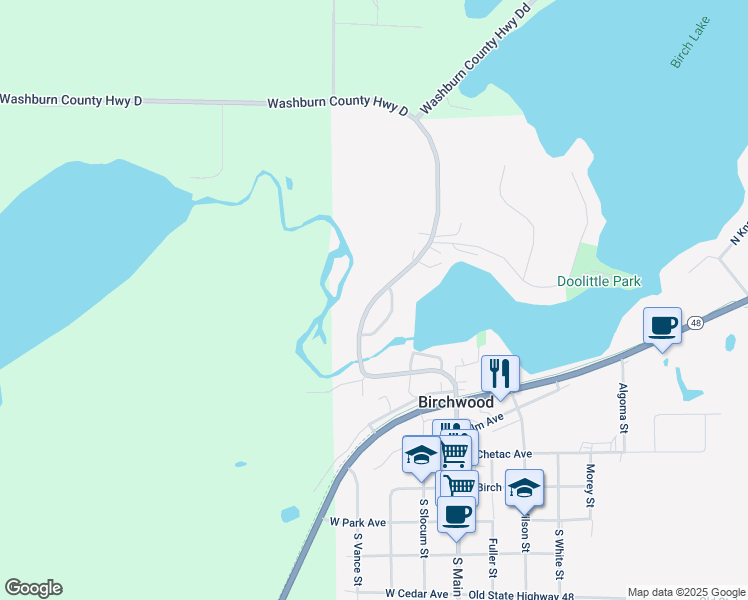 map of restaurants, bars, coffee shops, grocery stores, and more near 502 Wise Road in Birchwood
