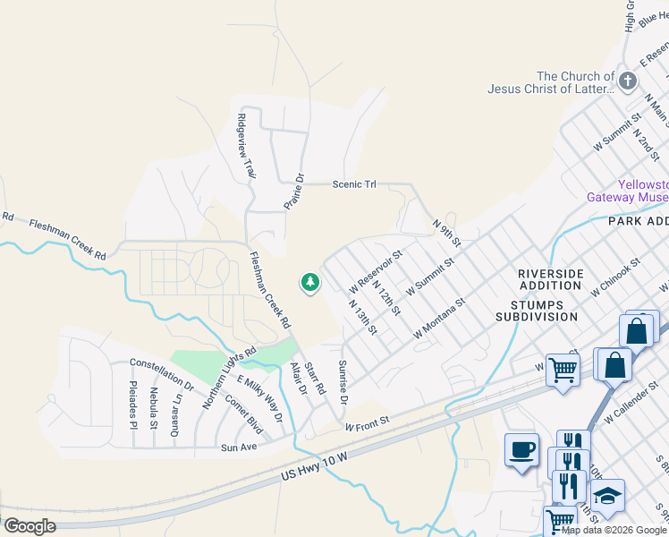 map of restaurants, bars, coffee shops, grocery stores, and more near 814 North 13th Street in Livingston
