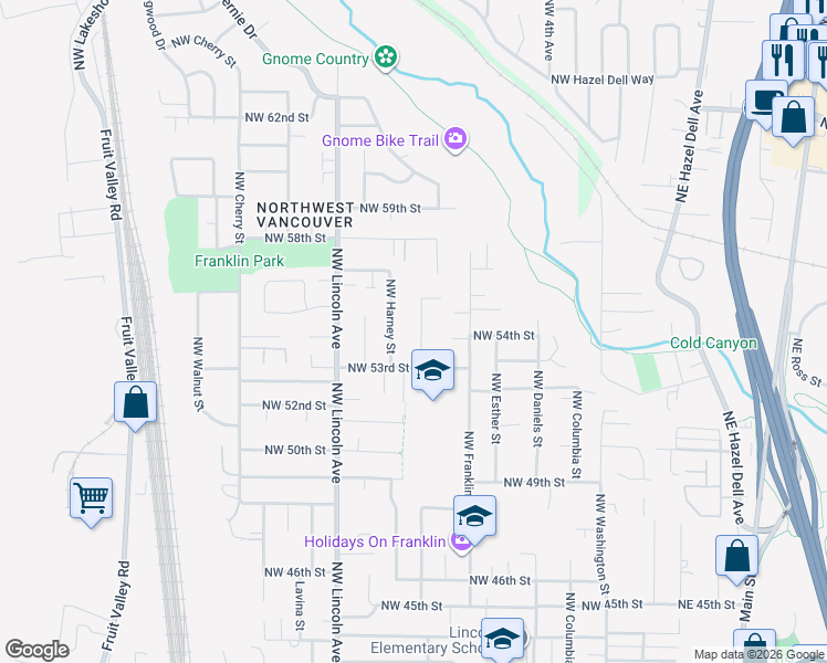map of restaurants, bars, coffee shops, grocery stores, and more near 5404 Northwest 8th Avenue in Vancouver
