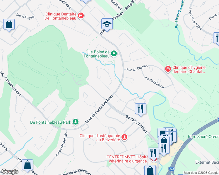 map of restaurants, bars, coffee shops, grocery stores, and more near 65 Rue de Richelieu in Blainville