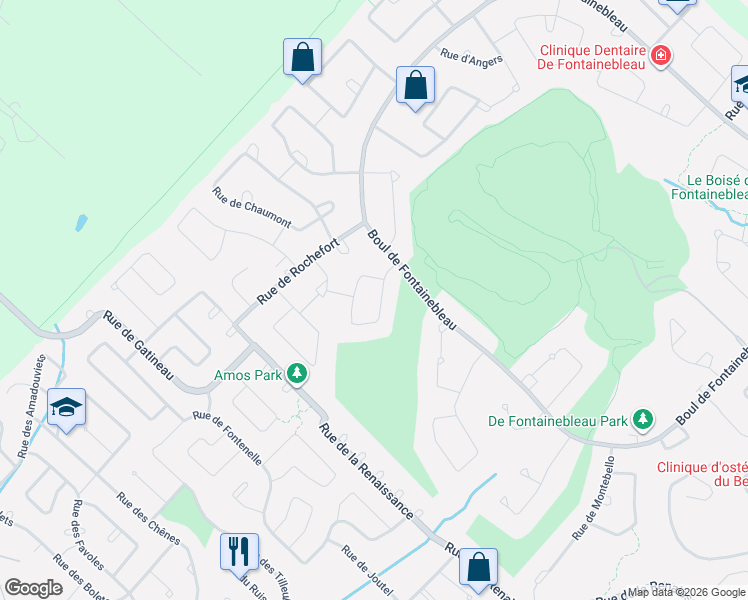 map of restaurants, bars, coffee shops, grocery stores, and more near 9 Rue d'Amboise in Blainville