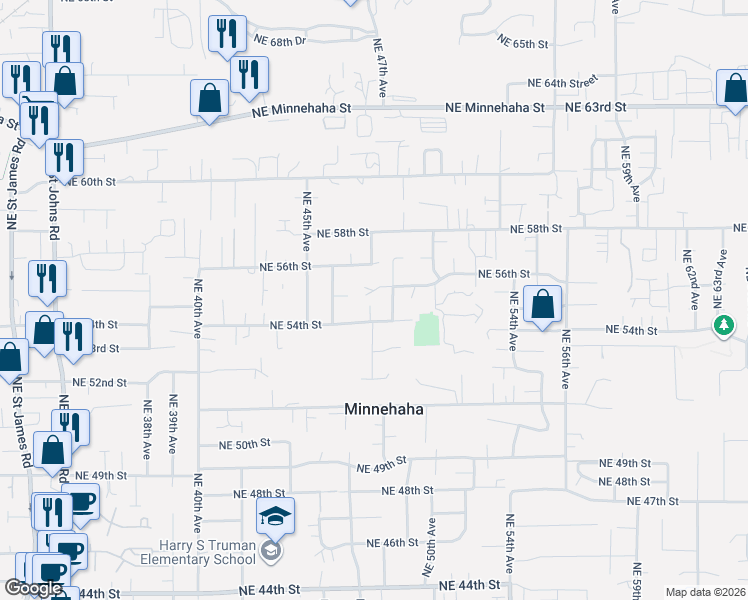 map of restaurants, bars, coffee shops, grocery stores, and more near 5404 Northeast 49th Avenue in Vancouver
