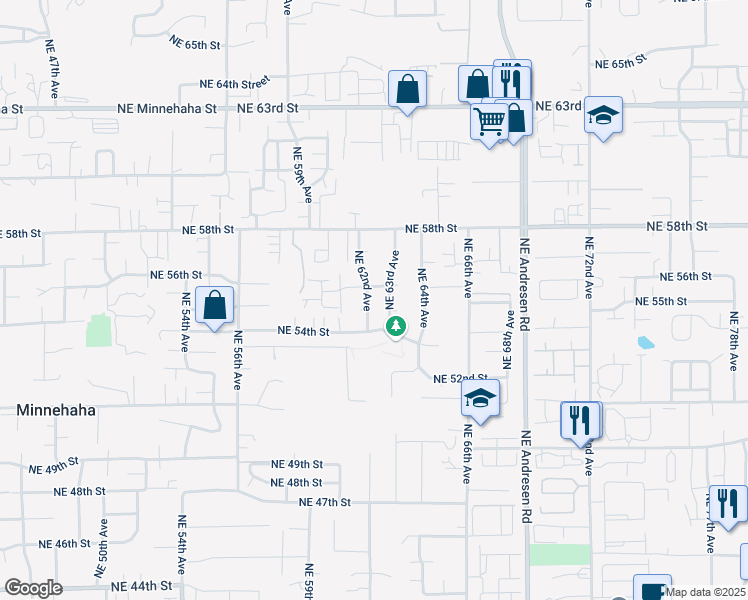 map of restaurants, bars, coffee shops, grocery stores, and more near 6204 Northeast 54th Street in Vancouver