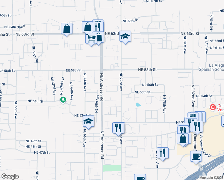 map of restaurants, bars, coffee shops, grocery stores, and more near 7000 Northeast 56th Street in Vancouver