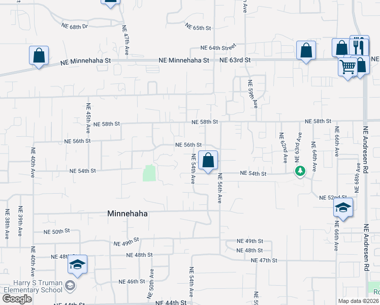 map of restaurants, bars, coffee shops, grocery stores, and more near 5512 Northeast 54th Avenue in Vancouver