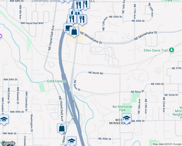 map of restaurants, bars, coffee shops, grocery stores, and more near 5411 Northeast Highway 99 in Vancouver