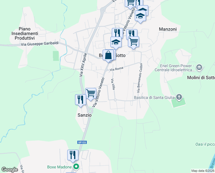 map of restaurants, bars, coffee shops, grocery stores, and more near 10 Via Villa in Bonate Sotto