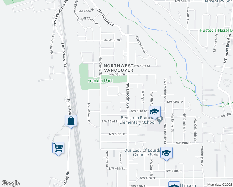 map of restaurants, bars, coffee shops, grocery stores, and more near 1122 Northwest 55th Loop in Vancouver