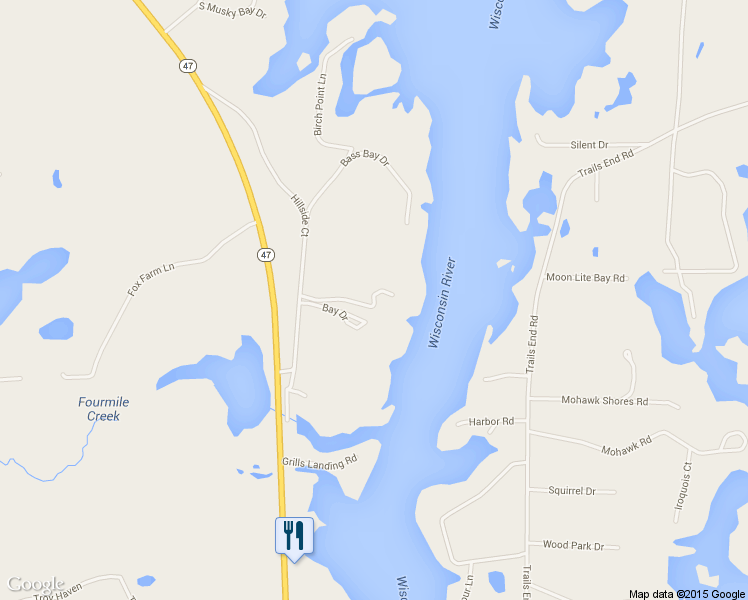 map of restaurants, bars, coffee shops, grocery stores, and more near 4074 Lambele Lane in Rhinelander