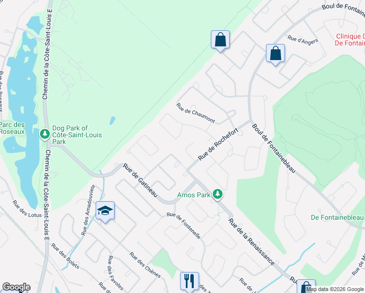 map of restaurants, bars, coffee shops, grocery stores, and more near 11 Rue de Dampierre in Blainville