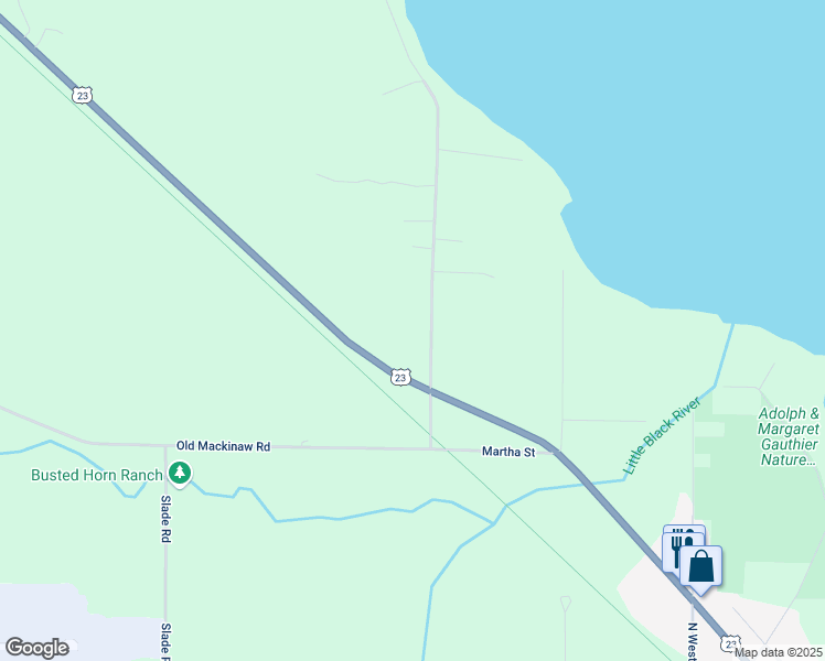 map of restaurants, bars, coffee shops, grocery stores, and more near 14027 Stony Pointe Rd in Cheboygan