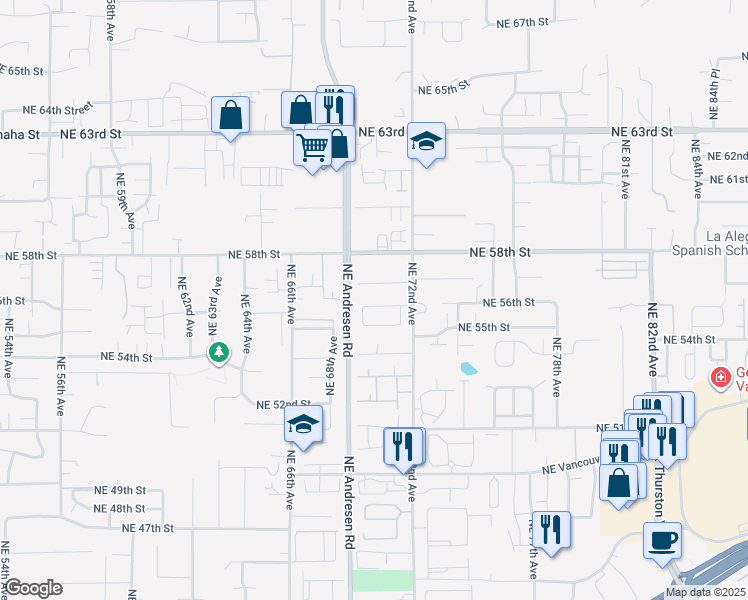 map of restaurants, bars, coffee shops, grocery stores, and more near 7000 Northeast 56th Street in Vancouver