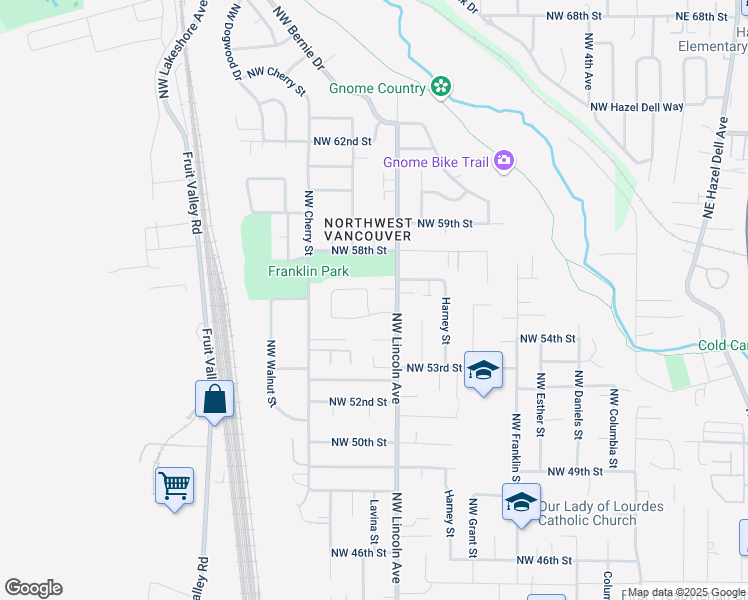 map of restaurants, bars, coffee shops, grocery stores, and more near 1327 Northwest 55th Loop in Vancouver