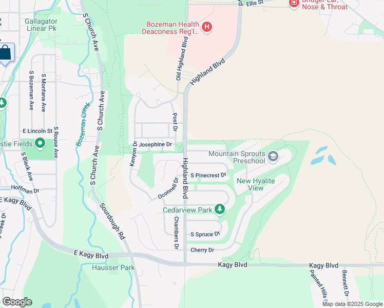 map of restaurants, bars, coffee shops, grocery stores, and more near 1110 Holly Drive in Bozeman