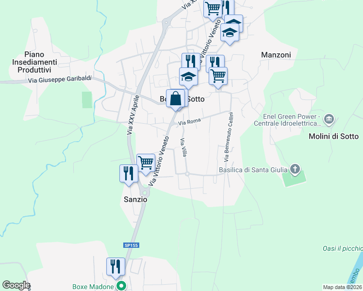 map of restaurants, bars, coffee shops, grocery stores, and more near 10 Via Villa in Bonate Sotto