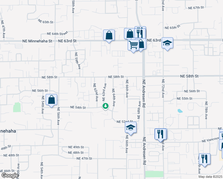 map of restaurants, bars, coffee shops, grocery stores, and more near 5612 Northeast 64th Avenue in Vancouver