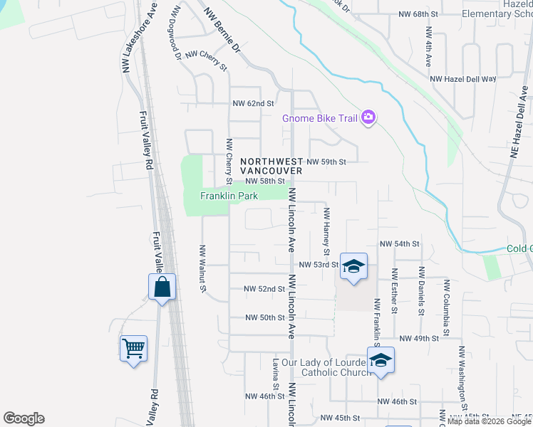 map of restaurants, bars, coffee shops, grocery stores, and more near 1327 Northwest 55th Loop in Vancouver