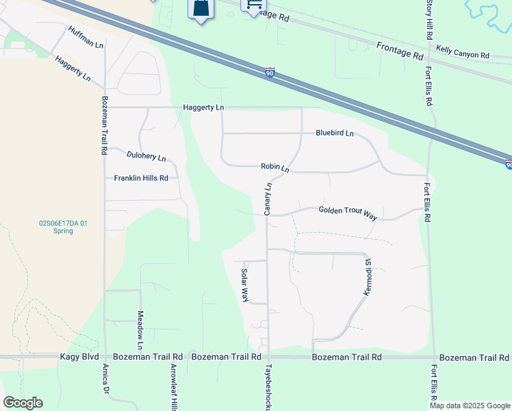 map of restaurants, bars, coffee shops, grocery stores, and more near 321 Canary Lane in Bozeman