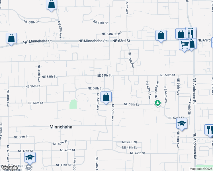 map of restaurants, bars, coffee shops, grocery stores, and more near 5600 Northeast 55th Avenue in Vancouver