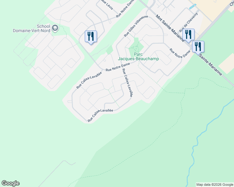 map of restaurants, bars, coffee shops, grocery stores, and more near 11265 Rue Pierre Mercure in Mirabel