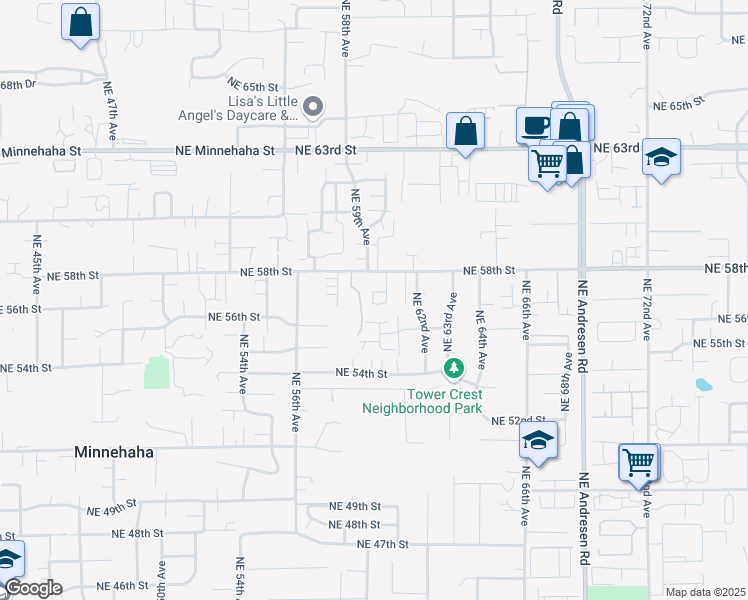 map of restaurants, bars, coffee shops, grocery stores, and more near 5902 Northeast 56th Street in Vancouver