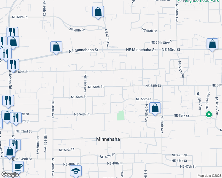 map of restaurants, bars, coffee shops, grocery stores, and more near 4809 Northeast 58th Street in Vancouver