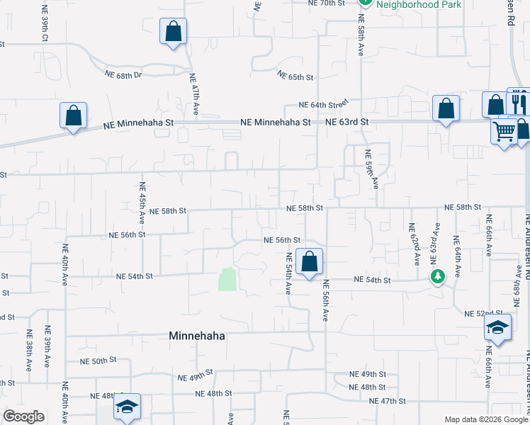 map of restaurants, bars, coffee shops, grocery stores, and more near 5212 Northeast 58th Street in Vancouver